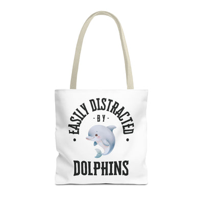 Easily Distracted by Dolphins Beach Tote Bag