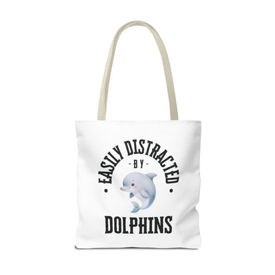 Easily Distracted by Dolphins Beach Tote Bag