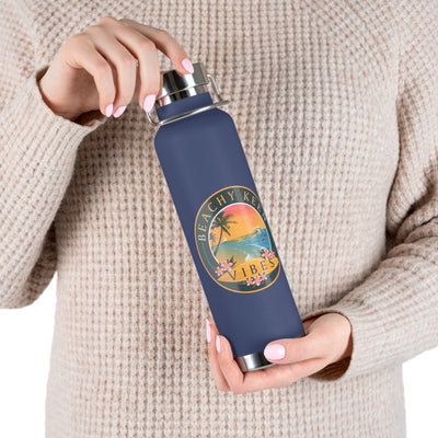 Beachy Keen Vibes Insulated Water Bottle – 22oz Stainless Steel, Leak-Proof, BPA-Free