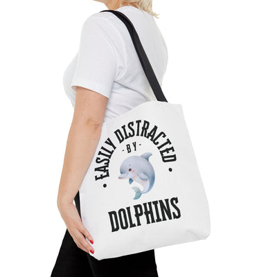 Easily Distracted by Dolphins Beach Tote Bag