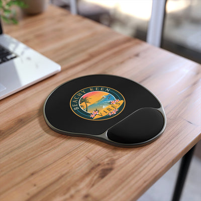 Beachy Keen Vibes Mouse Pad with Wrist Rest – Ergonomic Memory Foam Mouse Pad for Coastal Office Decor & Beach Lover Gifts