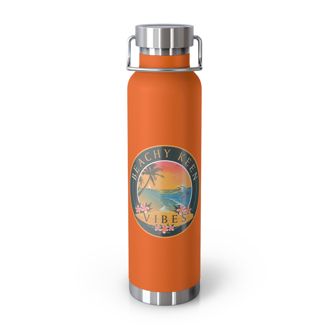 Beachy Keen Vibes Insulated Water Bottle – 22oz Stainless Steel, Leak-Proof, BPA-Free