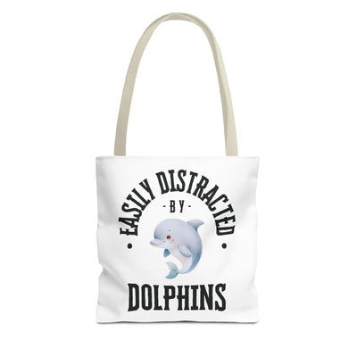 Easily Distracted by Dolphins Beach Tote Bag