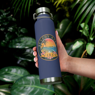 Beachy Keen Vibes Insulated Water Bottle – 22oz Stainless Steel, Leak-Proof, BPA-Free