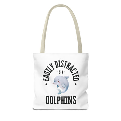 Easily Distracted by Dolphins Beach Tote Bag