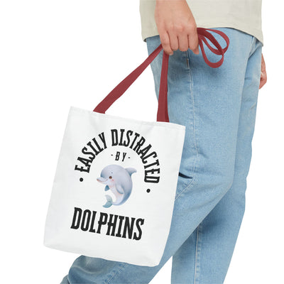 Easily Distracted by Dolphins Beach Tote Bag