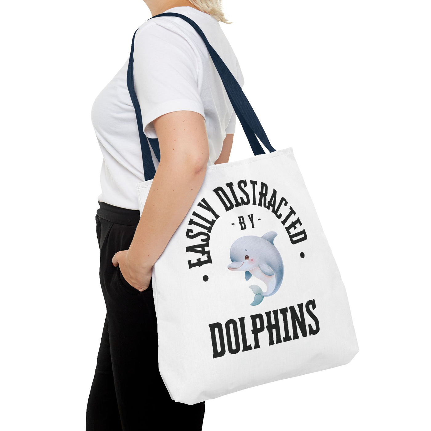 Easily Distracted by Dolphins Beach Tote Bag