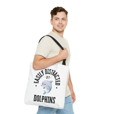 Easily Distracted by Dolphins Beach Tote Bag