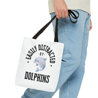 Easily Distracted by Dolphins Beach Tote Bag