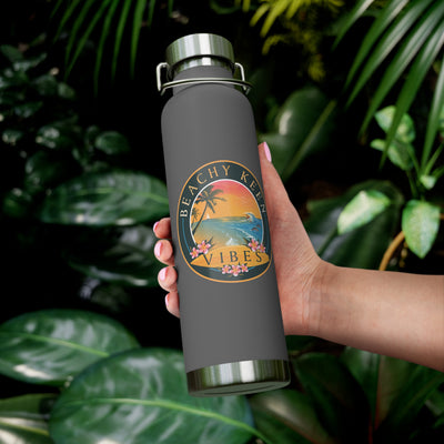 Beachy Keen Vibes Insulated Water Bottle – 22oz Stainless Steel, Leak-Proof, BPA-Free