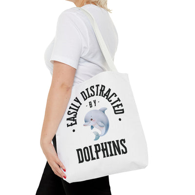 Easily Distracted by Dolphins Beach Tote Bag