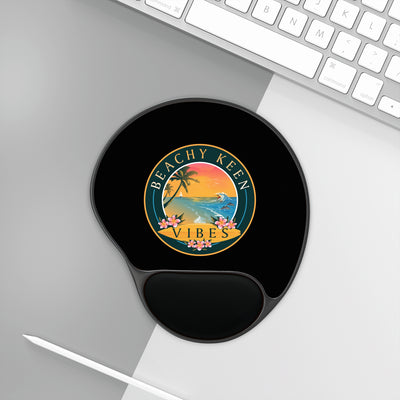 Beachy Keen Vibes Mouse Pad with Wrist Rest – Ergonomic Memory Foam Mouse Pad for Coastal Office Decor & Beach Lover Gifts