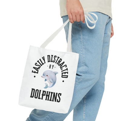 Easily Distracted by Dolphins Beach Tote Bag