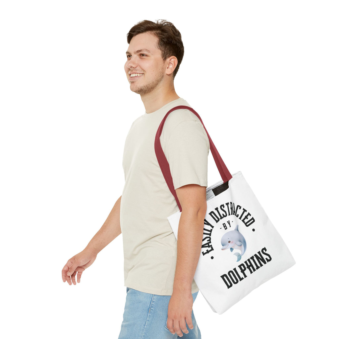 Easily Distracted by Dolphins Beach Tote Bag