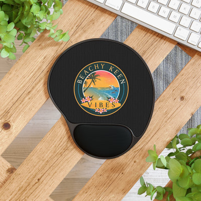 Beachy Keen Vibes Mouse Pad with Wrist Rest – Ergonomic Memory Foam Mouse Pad for Coastal Office Decor & Beach Lover Gifts