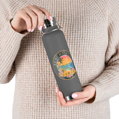 Beachy Keen Vibes Insulated Water Bottle – 22oz Stainless Steel, Leak-Proof, BPA-Free