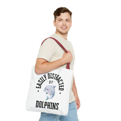 Easily Distracted by Dolphins Beach Tote Bag