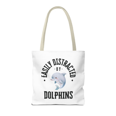 Easily Distracted by Dolphins Beach Tote Bag