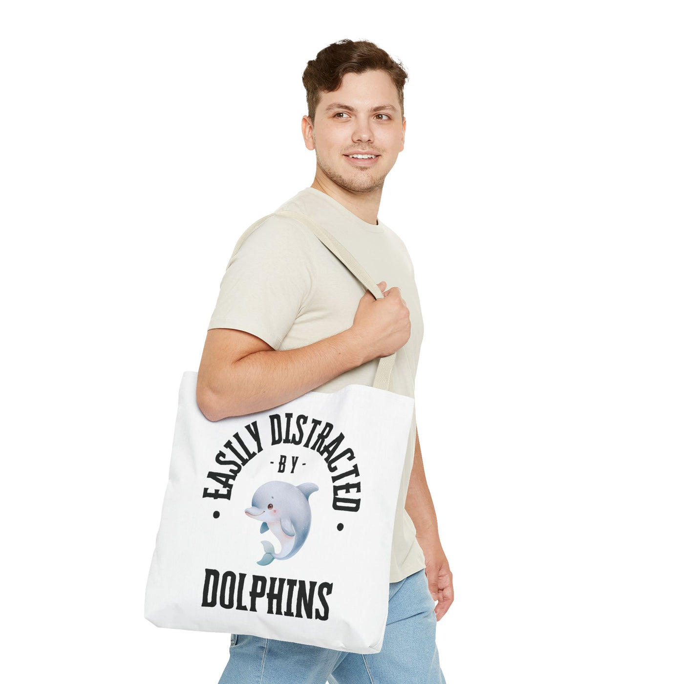 Easily Distracted by Dolphins Beach Tote Bag