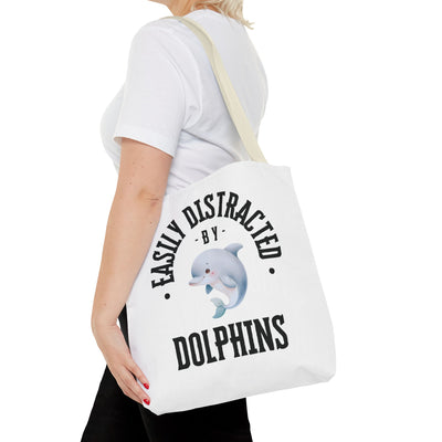 Easily Distracted by Dolphins Beach Tote Bag