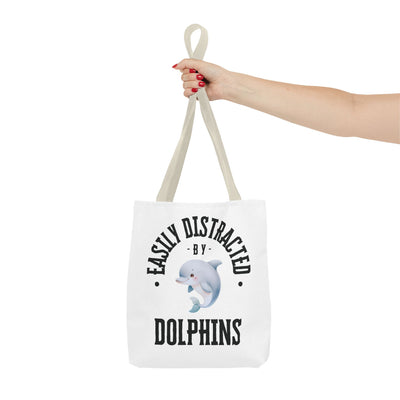 Easily Distracted by Dolphins Beach Tote Bag
