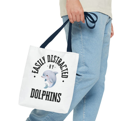 Easily Distracted by Dolphins Beach Tote Bag