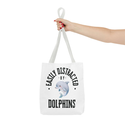 Easily Distracted by Dolphins Beach Tote Bag