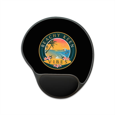 Beachy Keen Vibes Mouse Pad with Wrist Rest – Ergonomic Memory Foam Mouse Pad for Coastal Office Decor & Beach Lover Gifts