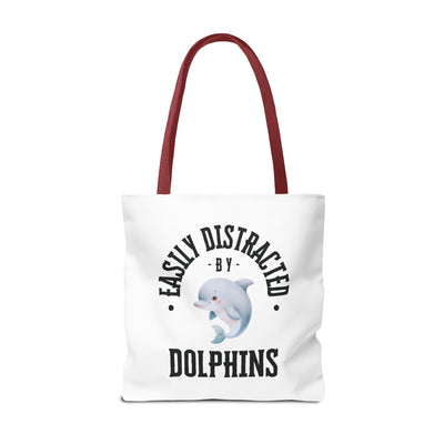 Easily Distracted by Dolphins Beach Tote Bag