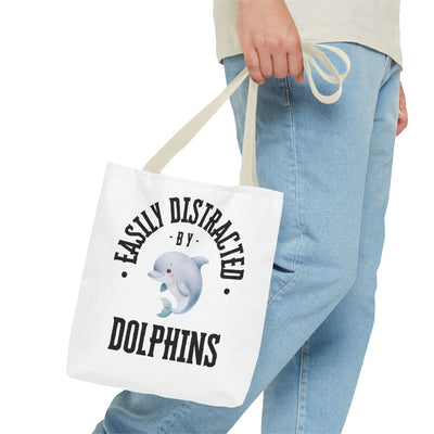 Easily Distracted by Dolphins Beach Tote Bag