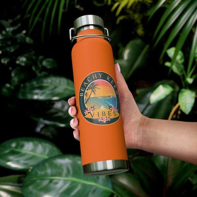 Beachy Keen Vibes Insulated Water Bottle – 22oz Stainless Steel, Leak-Proof, BPA-Free