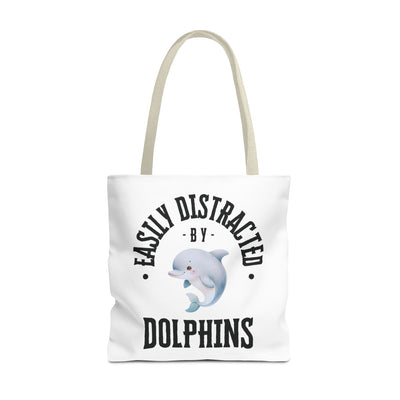 Easily Distracted by Dolphins Beach Tote Bag