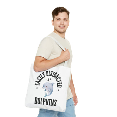 Easily Distracted by Dolphins Beach Tote Bag