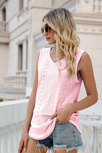 Eyelet V-Neck Tank