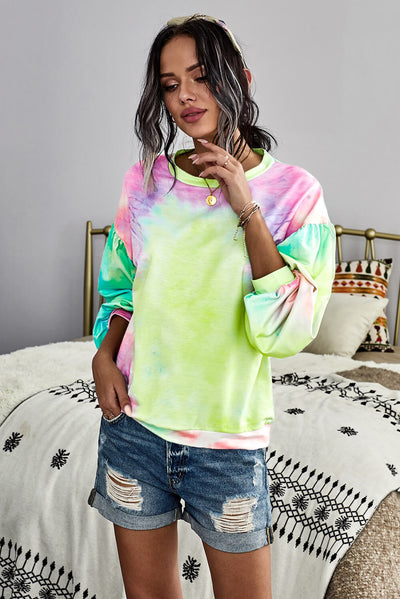 Multicolor Tie-Dye Pullover Sweatshirt