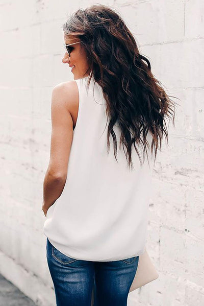 Ruffle Trim Neckline Tank Top