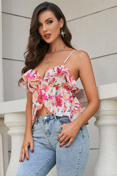 Floral Ruffled Peplum Cami