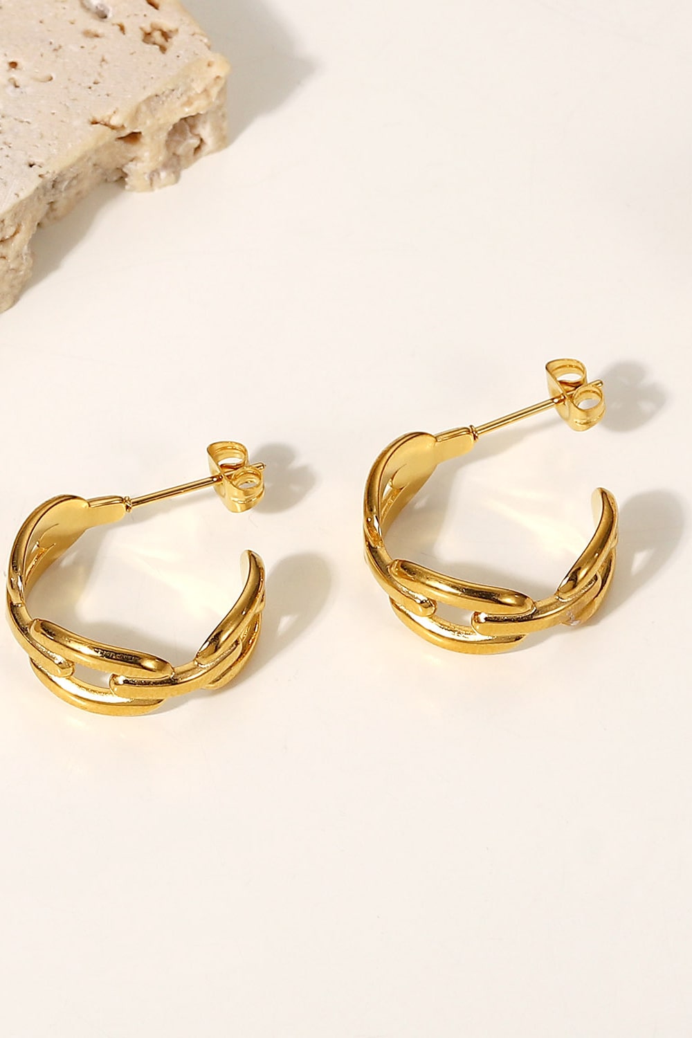 Linked Together Chain C-Hoop Earrings