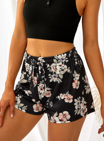 Printed Drawstring Elastic Waist Shorts