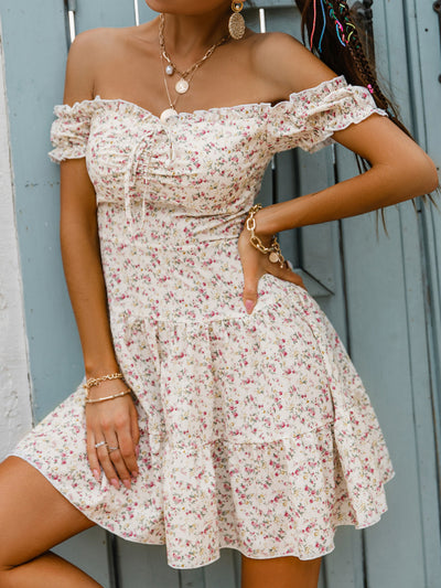 Floral Off-Shoulder Tiered Mini Dress