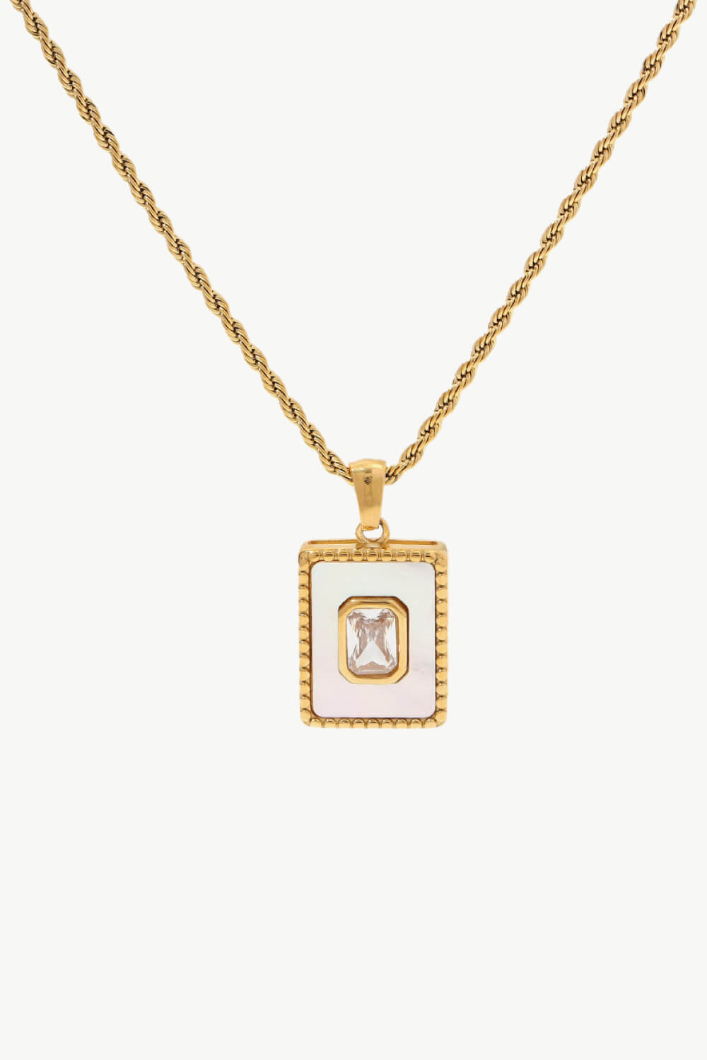 Square Pendant Twisted Chain Necklace