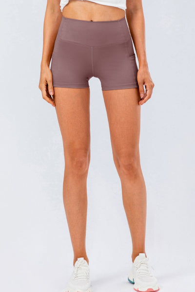 High Waist Exposed Seam Athletic Shorts