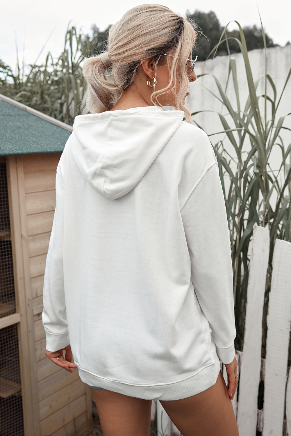 Dropped Shoulder Hoodie with Kangaroo Pocket