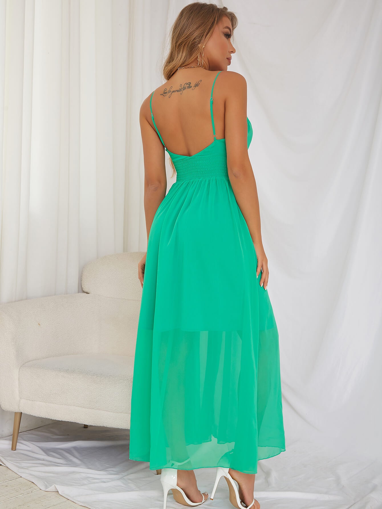 Smocked Split Maxi Dress