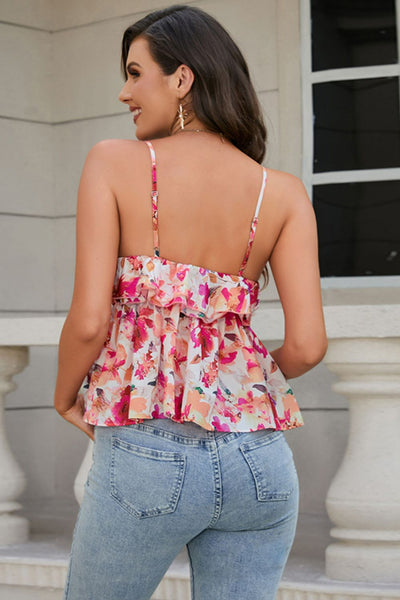 Floral Ruffled Peplum Cami