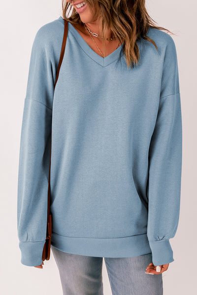 V-Neck Dropped Shoulder Sweatshirt