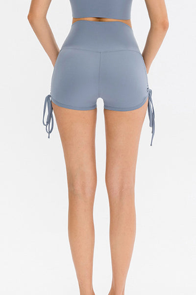 Side Drawstring High Waist Yoga Shorts