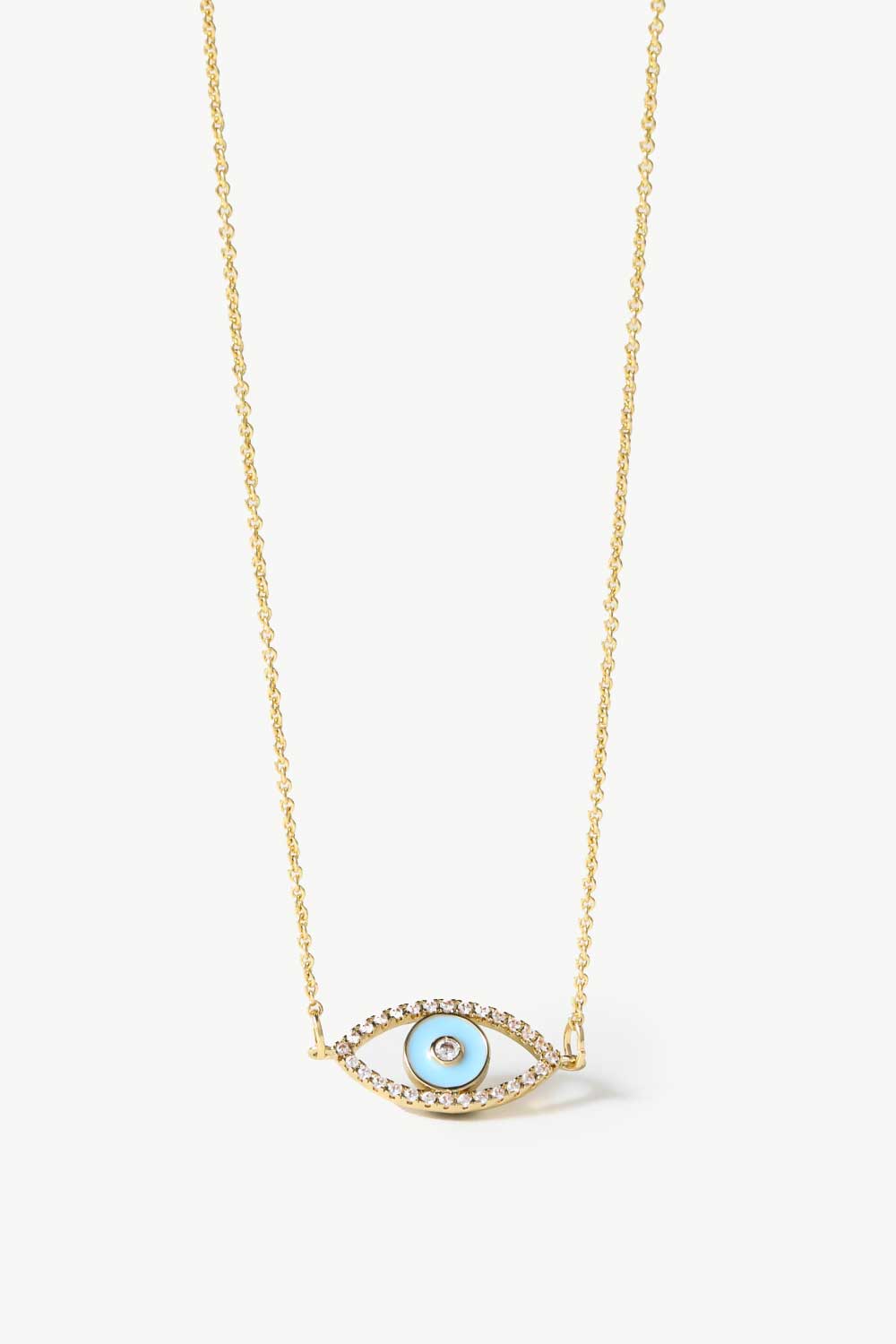 Evil Eye Pendant Gold Plated Chain Necklace