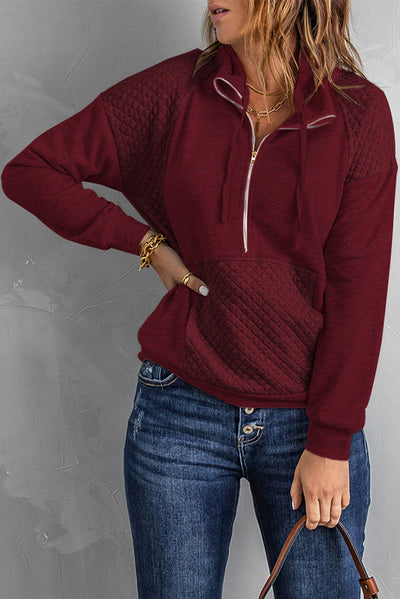 Quilted Half-Zip Sweatshirt with Pocket