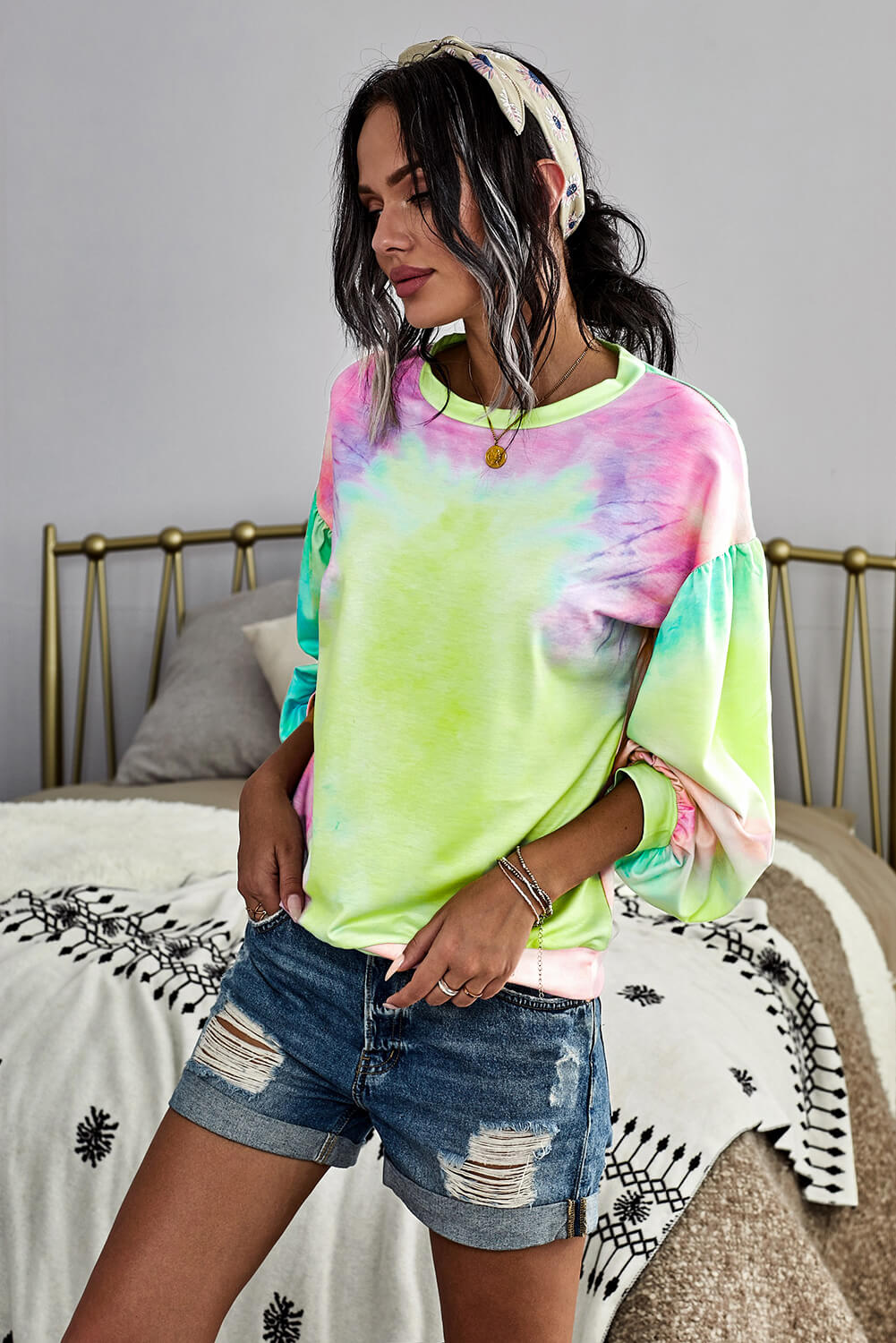 Multicolor Tie-Dye Pullover Sweatshirt